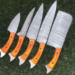 handcrafted damascus steel chef knives – unique rosewood design