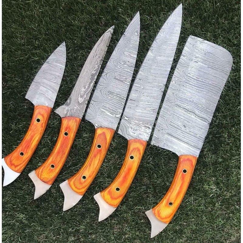 Handcrafted Damascus Steel Chef Knives Unique Rosewood Design 3