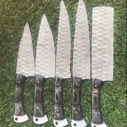 damascus steel kitchen knife set – 9" to 13" handmade knives