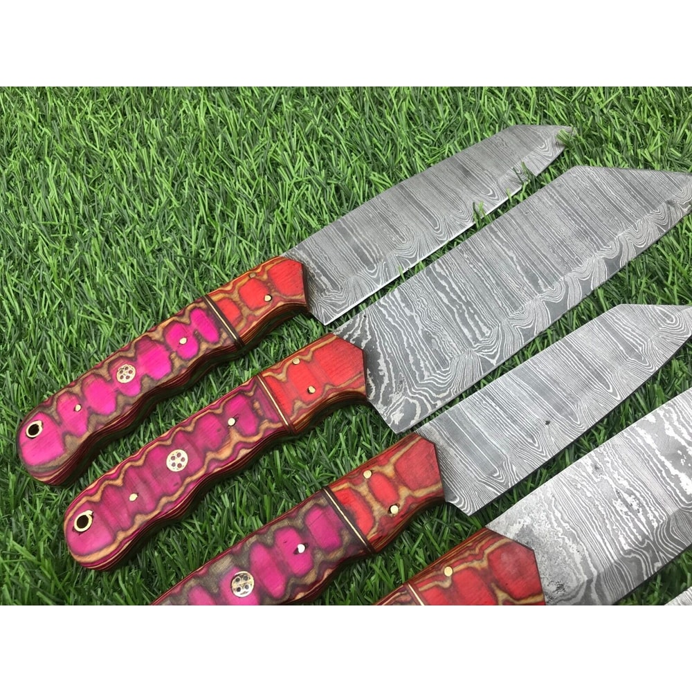 Rosewood Damascus Chef Knife Set Professional Handmade Knives 1