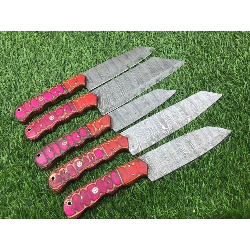 Rosewood Damascus Chef Knife Set Professional Handmade Knives 2