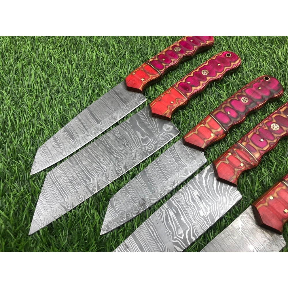 Rosewood Damascus Chef Knife Set Professional Handmade Knives 3