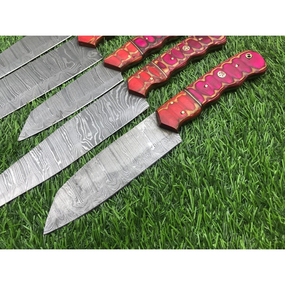 Rosewood Damascus Chef Knife Set Professional Handmade Knives 4