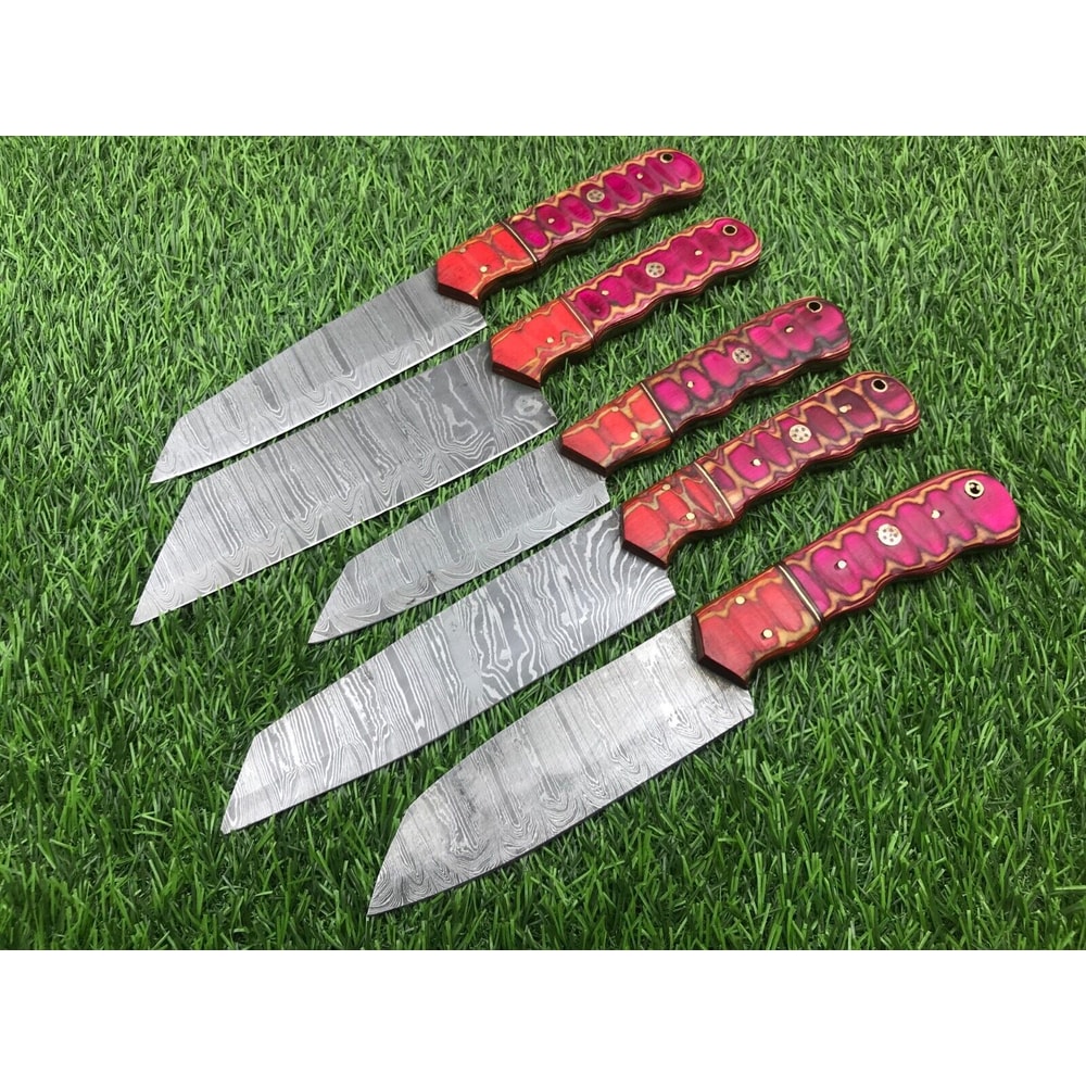 Rosewood Damascus Chef Knife Set Professional Handmade Knives 0