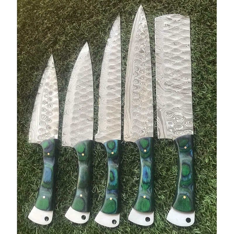 Handmade Damascus Chef Knife Collection Twist Forged Blades 0