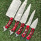 Rosewood Damascus Steel Chef Knife Set Handmade 5Piece Knives 0