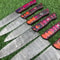 Custom Forged Damascus Steel Knives 6 Piece Camping Chef Set 2