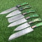 Razor Sharp Damascus Camping Knives Handmade 6Piece Set 0