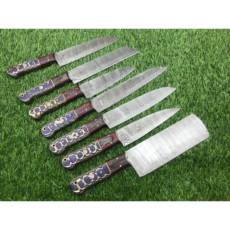 Damascus Steel Chef Knife Set 7 Handmade Forged Knife 1