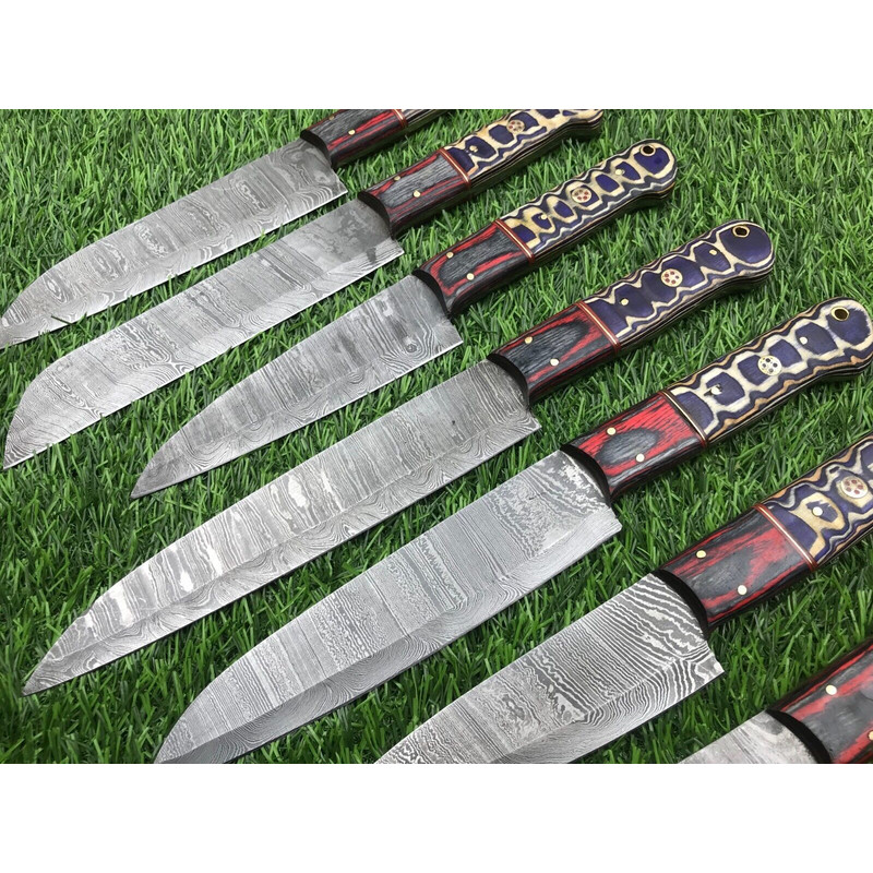 Damascus Steel Chef Knife Set 7 Handmade Forged Knife 3