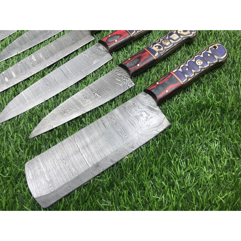 Damascus Steel Chef Knife Set 7 Handmade Forged Knife 4