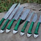Damascus Steel Knife Set 7 Pcs Custom Forged Chef Hunting Knives 0