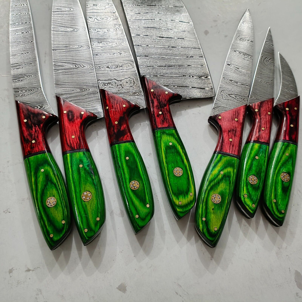Damascus Steel Knife Set 7 Pcs Handmade Chef Knives Collection 2