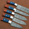 Handmade Damascus Steel 5Piece Chef Knife Set With Wood Handle Professional Kitchen Knives Gift Fo 0