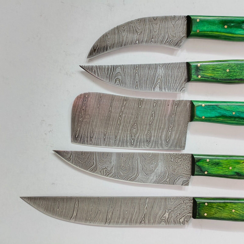 Professional 5Piece Damascus Steel Kitchen Knife Set Handmade 1