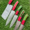 5 PCS Handmade Damascus Steel Chef Knives With Wooden Handles 3