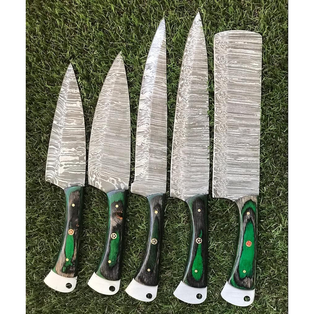 Razor Sharp Handmade Damascus Chef Knife Set With Wood Handle 2