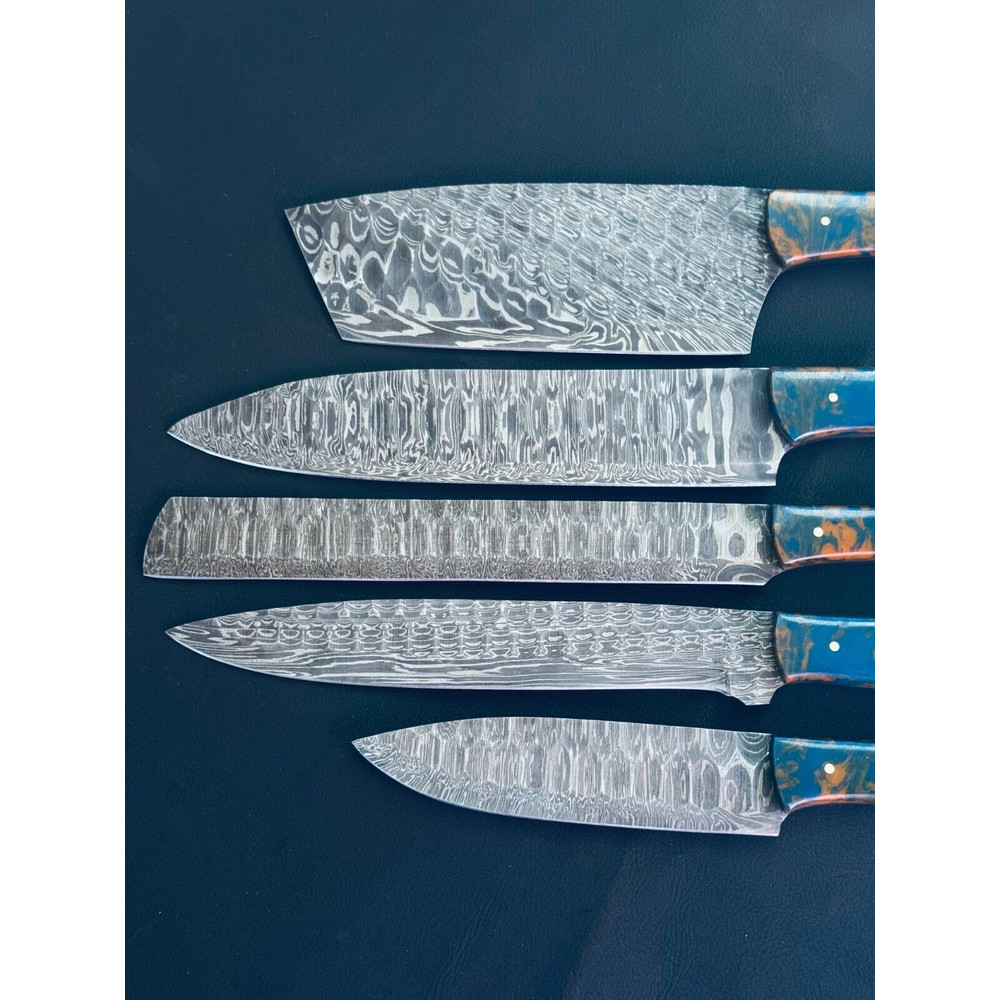 Damascus Steel 5 PCS Chef Knife Set For Kitchen Cooking 2