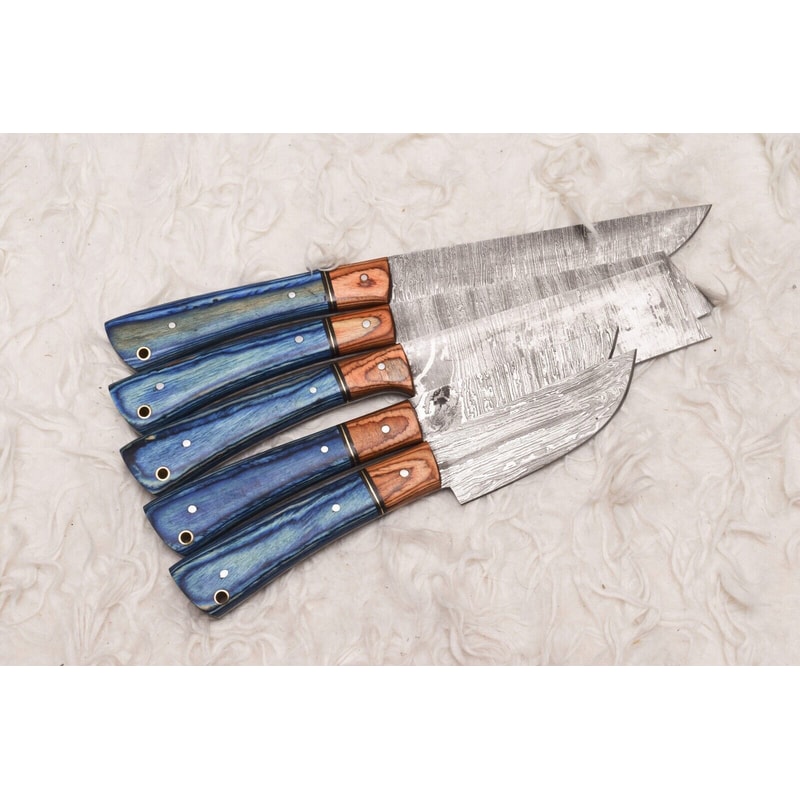 Forged Damascus Steel Chef Knives Handmade 5 Piece Set 3
