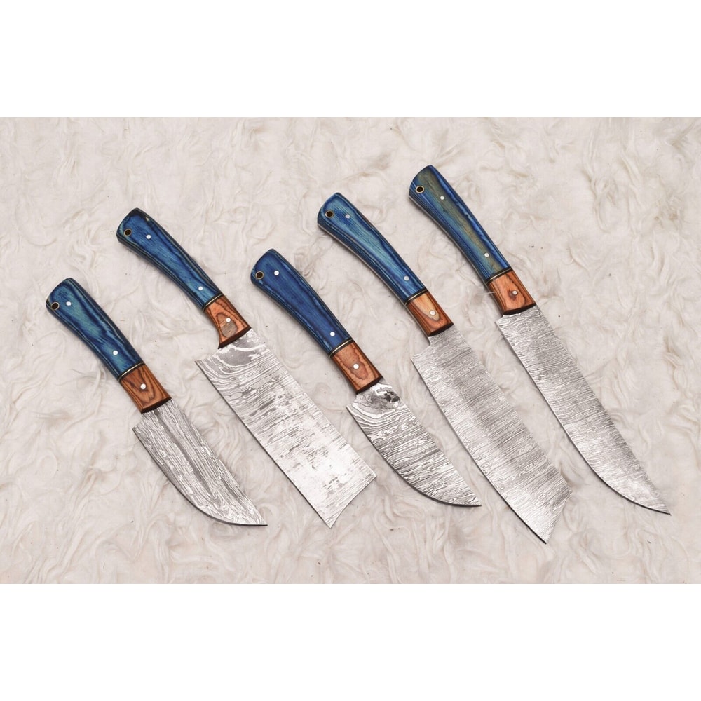 Forged Damascus Steel Chef Knives Handmade 5 Piece Set 1