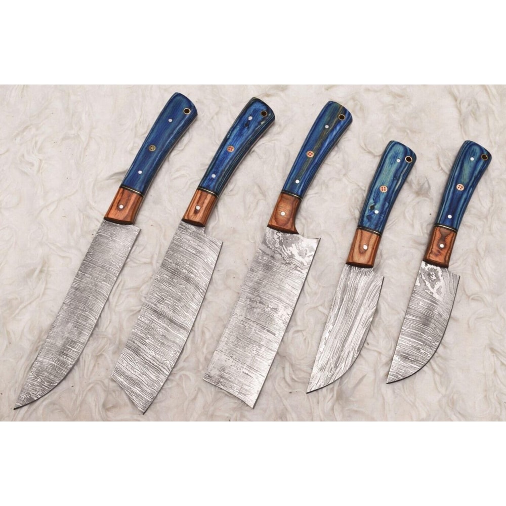 Forged Damascus Steel Chef Knives Handmade 5 Piece Set 2
