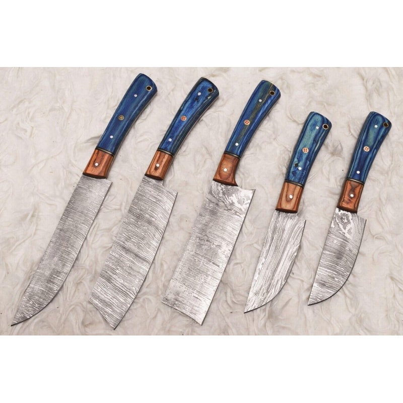 Forged Damascus Steel Chef Knives Handmade 5 Piece Set 2