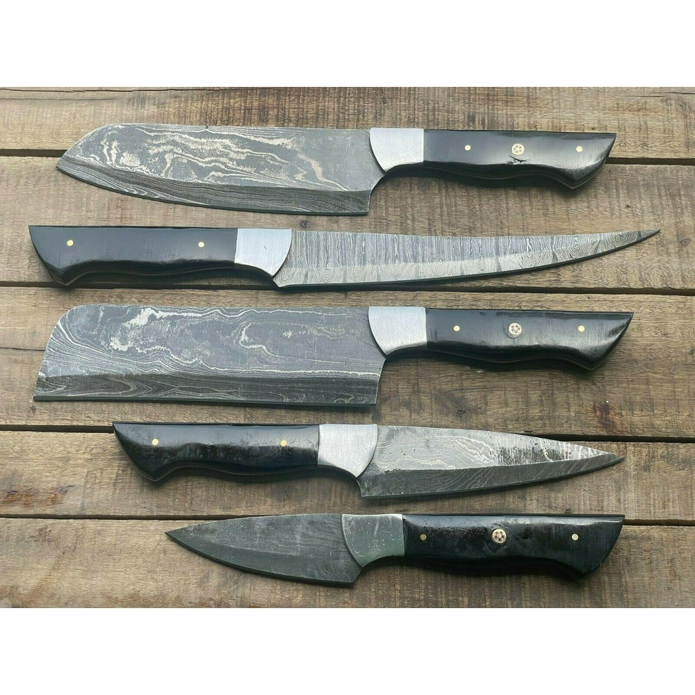 Damascus Steel Chef Knives Handmade Set With Wood Handle 2
