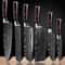 Wood 6PCS Japanese Style Kitchen Damascus Pattern Chef Knives Set 0
