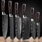 Wood 6PCS Japanese Style Kitchen Damascus Pattern Chef Knives Set 0