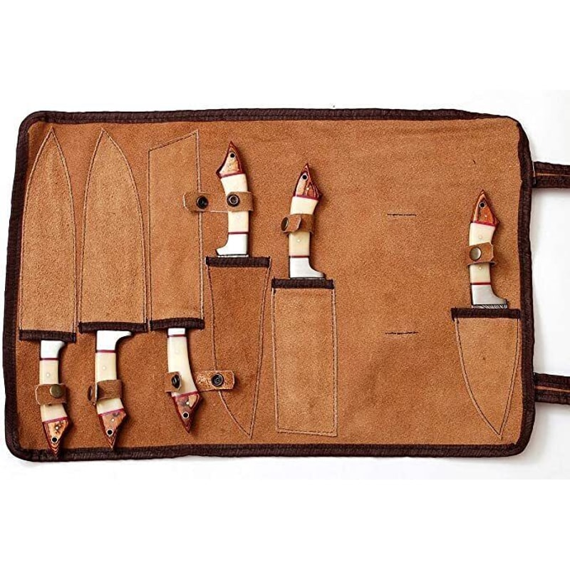 Professional Kitchen Knife Set 6PCS Damascus Style Blades With Wood Handles 2