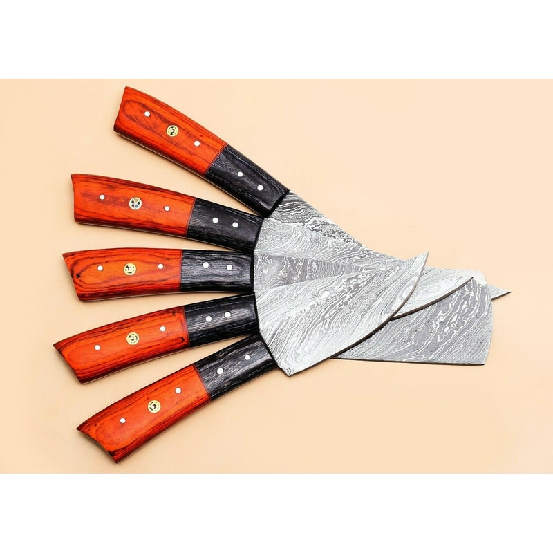 Durable Handmade Damascus Steel Chef Knives Kitchen Set Of 5 3