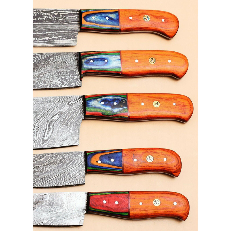 Premium Damascus Steel Kitchen Knife Set Of 5 Sharp Chef Knives 1