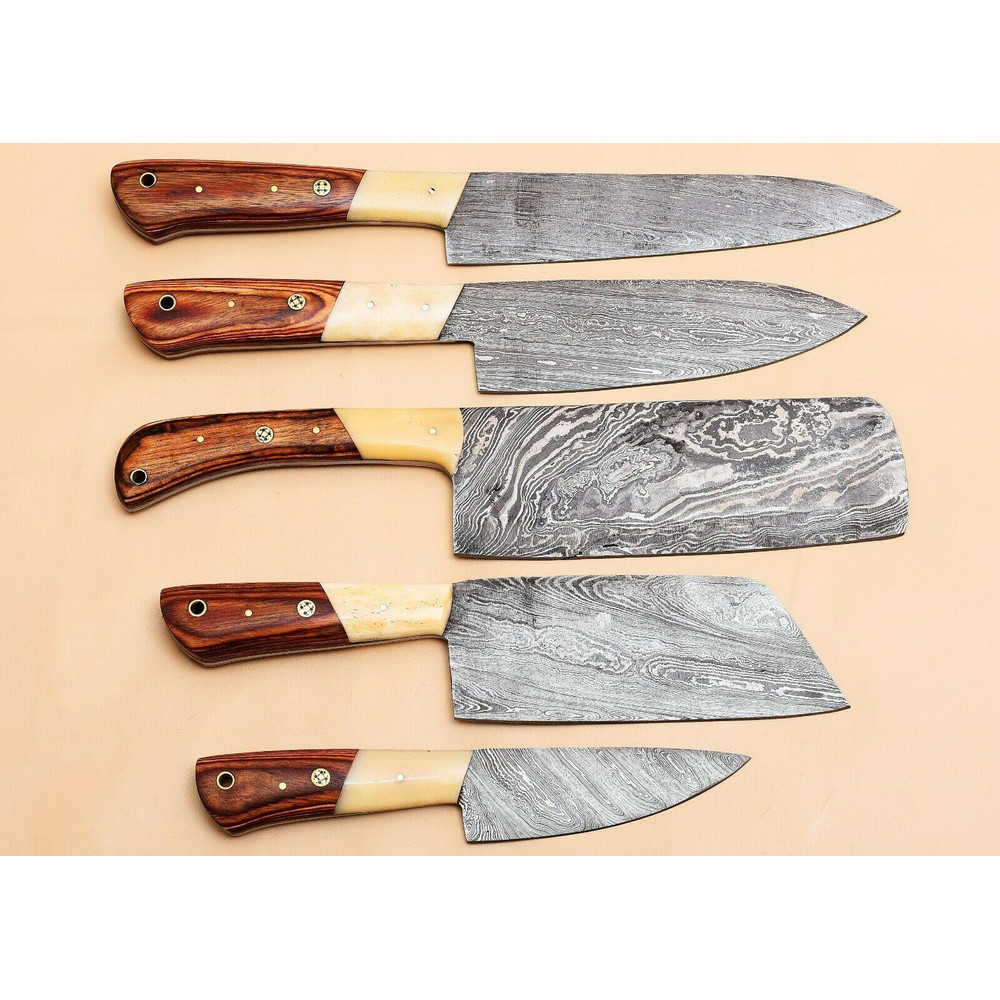 Handmade 5 Pcs Kitchen Knife Set Sharp Damascus Steel Chef Knives 1