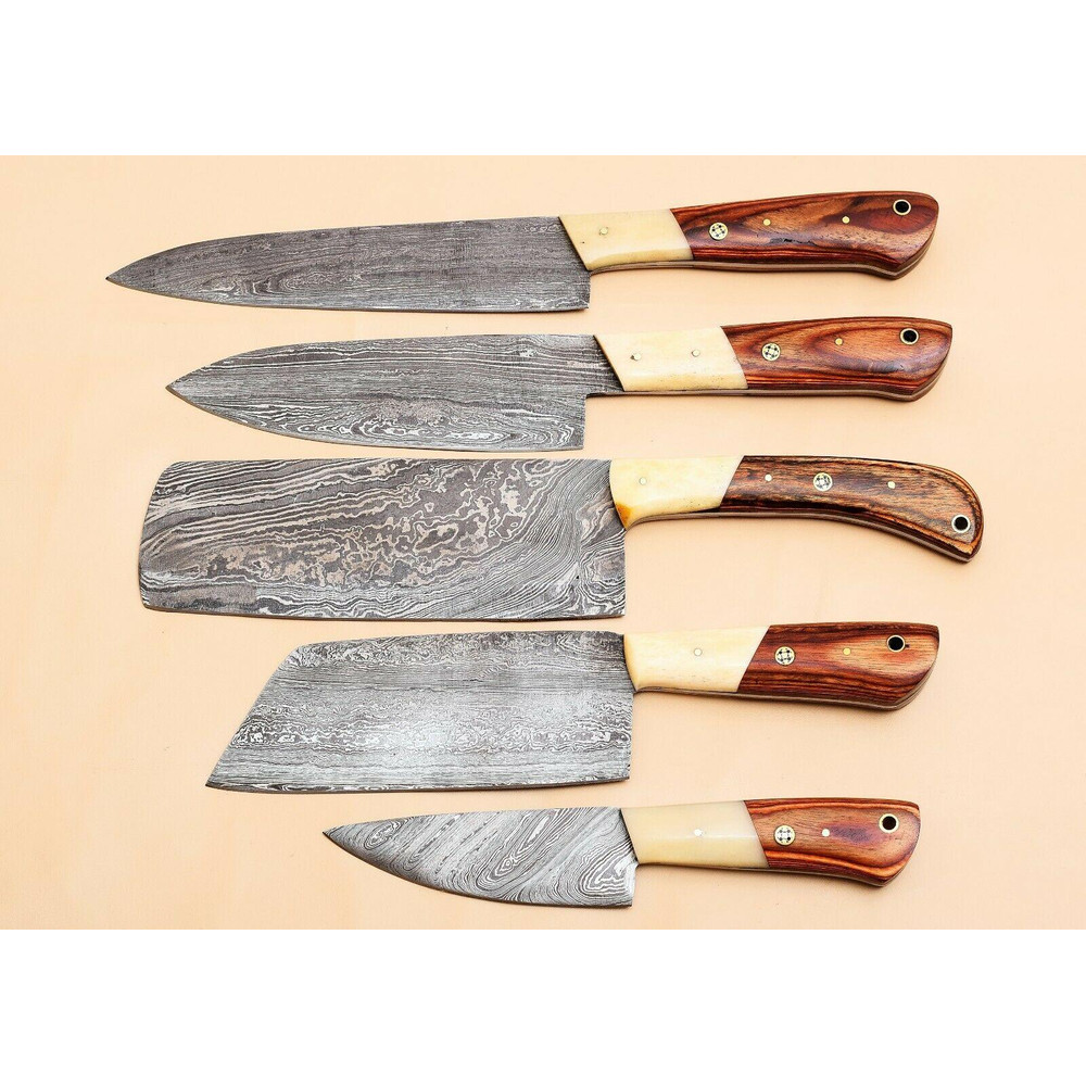 Handmade 5 Pcs Kitchen Knife Set Sharp Damascus Steel Chef Knives 2