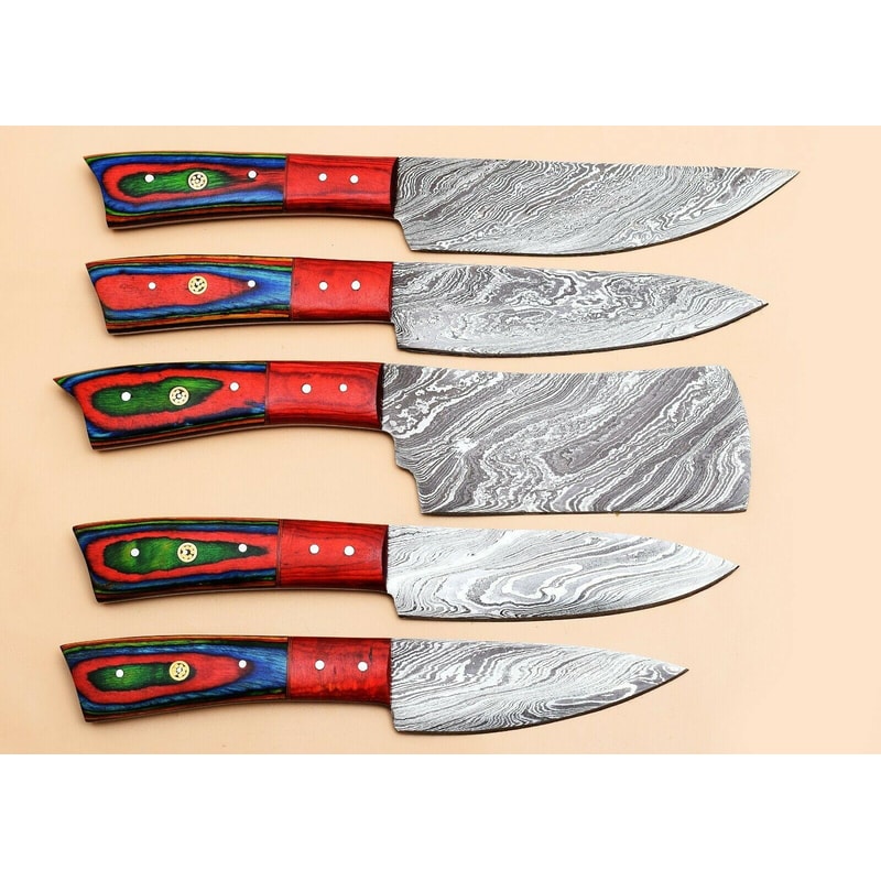 Professional Damascus Steel Chef Knives Set Of 5 With Gift Box 0