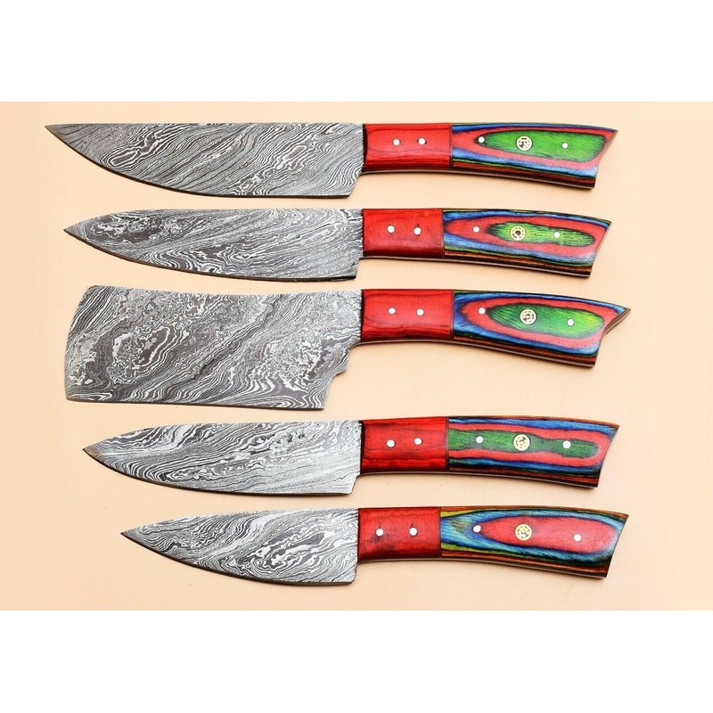 Professional Damascus Steel Chef Knives Set Of 5 With Gift Box 1