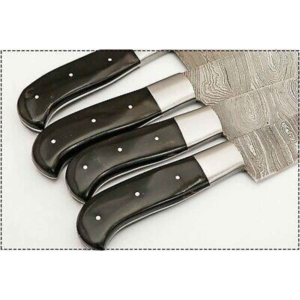 Custom Damascus Steel Chef Knife Set 4Piece Handmade Kitchen Knives 1