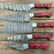 5Piece Handmade Damascus Steel Chef Knife Set Kitchen Knives With Wood Handles 2