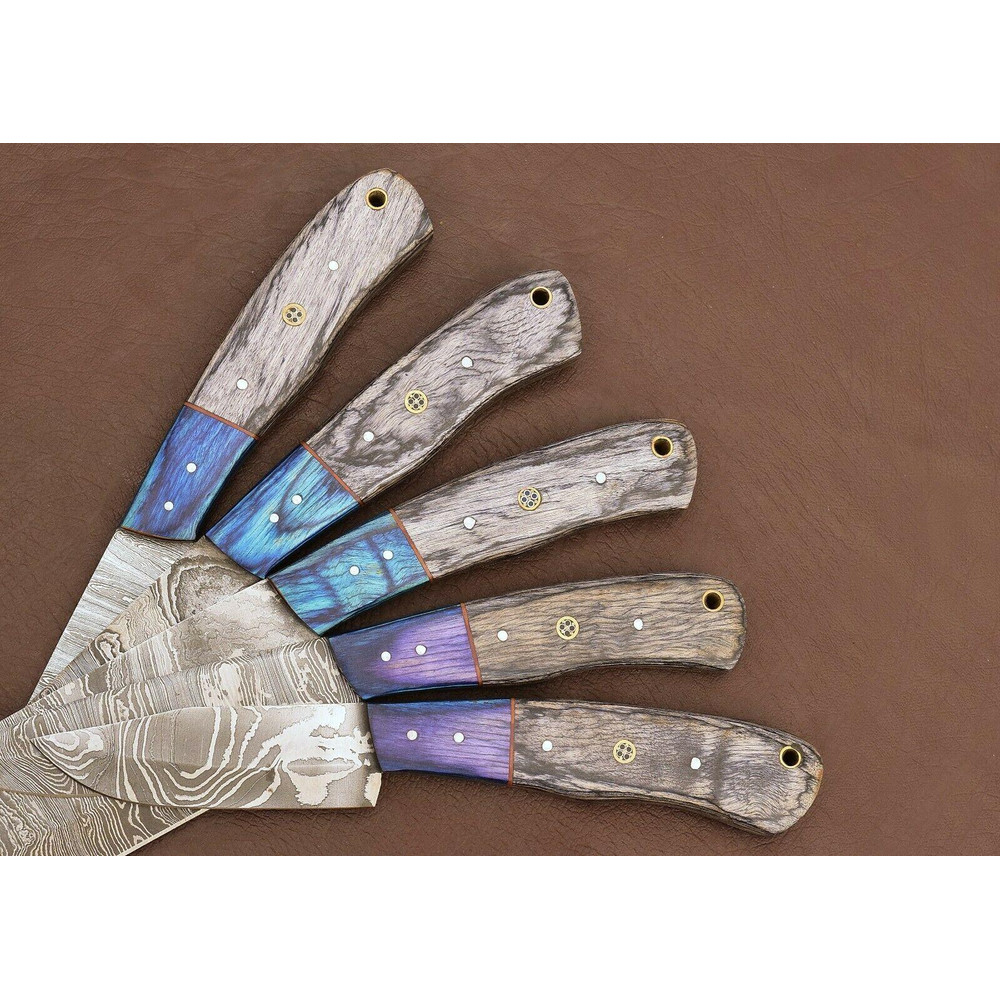5Piece Handmade Damascus Steel Chef Knife Set Kitchen Knives With Pakka Wood 3
