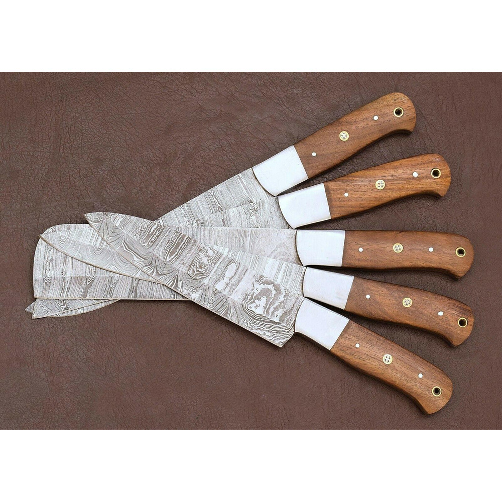 Handmade Damascus Steel Chef Knife Set 5Piece Kitchen Knives With Rosewood 2