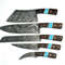 Custom Handmade Damascus Steel Chef Knife Set 5Piece Turquoise Wood Handle 0