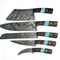 Custom Handmade Damascus Steel Chef Knife Set 5Piece Turquoise Wood Handle 0