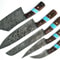 Custom Handmade Damascus Steel Chef Knife Set 5Piece Turquoise Wood Handle 1