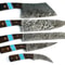 Custom Handmade Damascus Steel Chef Knife Set 5Piece Turquoise Wood Handle 2