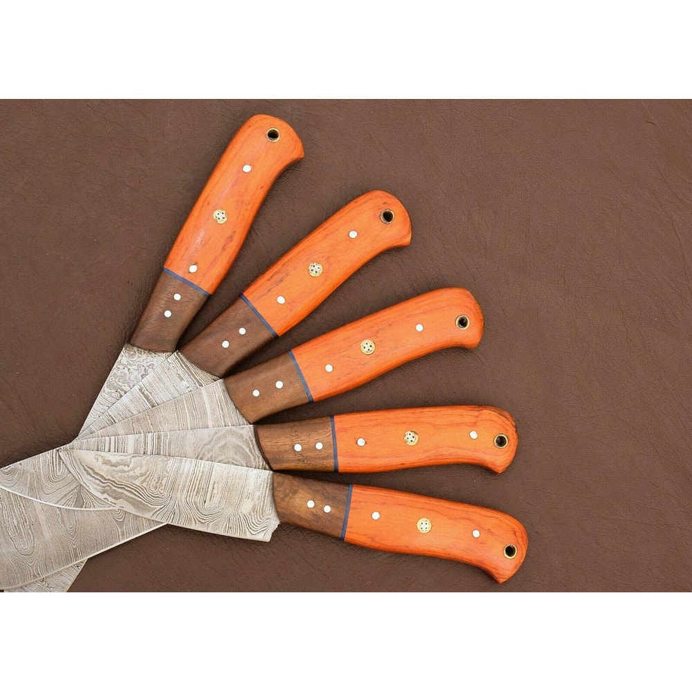 Premium 5Pc Handmade Damascus Steel Chef Knives With Pakka Wood 3
