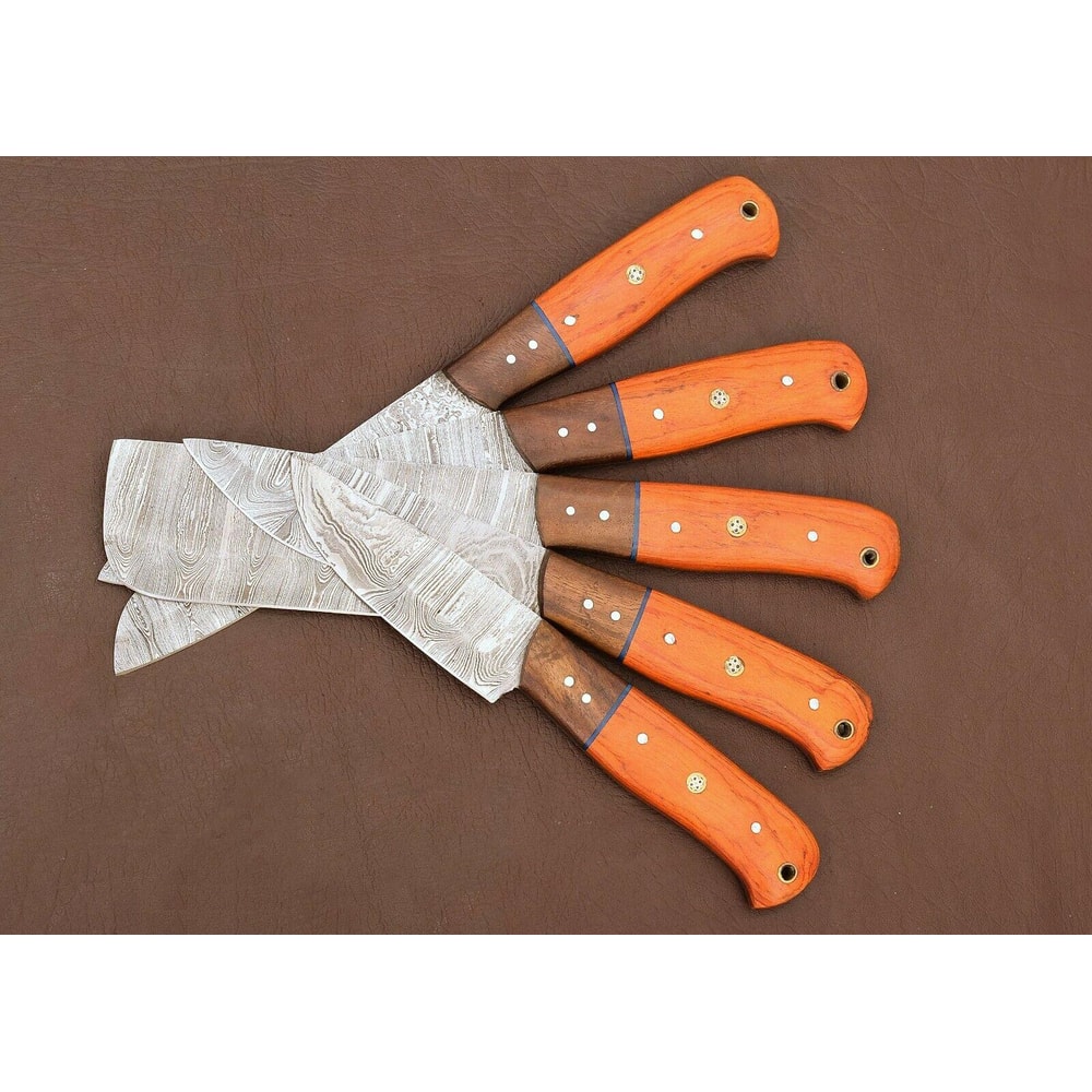 Premium 5Pc Handmade Damascus Steel Chef Knives With Pakka Wood 2