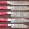 Custom Damascus Steel Kitchen Knife Set 5 Chef Knives Pakka Wood 0