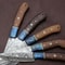 HandForged Damascus Chef Knife Set Of 5 Pakka Wood Handles 3
