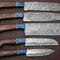 HandForged Damascus Chef Knife Set Of 5 Pakka Wood Handles 0
