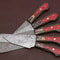 Handmade Damascus Steel Kitchen Chef Knife Set With Pakka Wood Premium Handle Leather Sheath 2